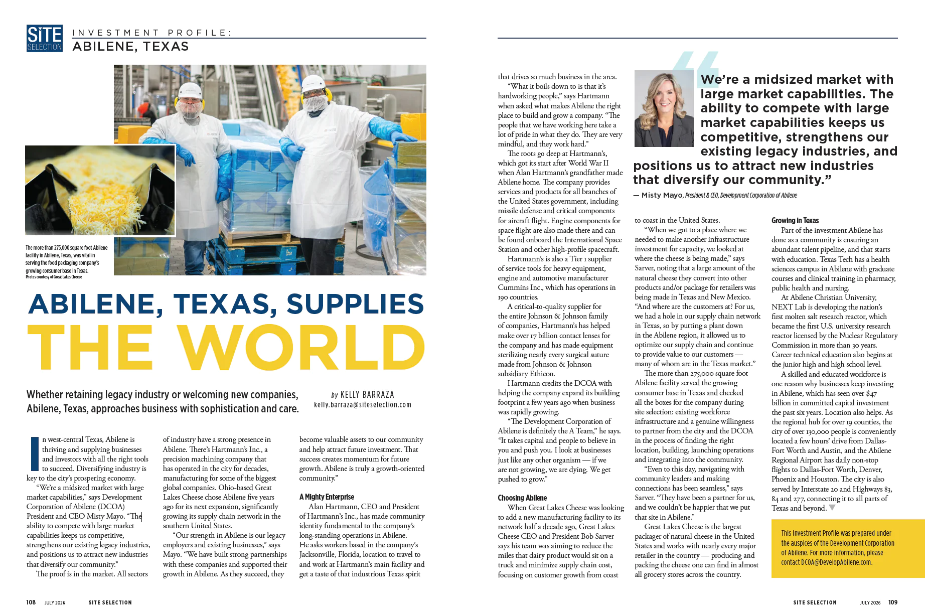 Site Selection magazine Investment Profile: Abilene, Texas, Supplies the World